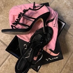 Black strapped heels